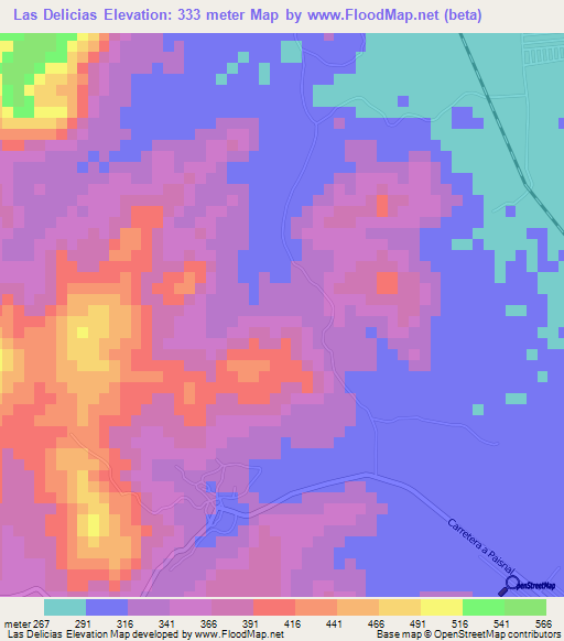 Las Delicias,El Salvador Elevation Map
