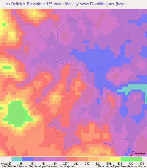 Las Delicias,El Salvador Elevation Map