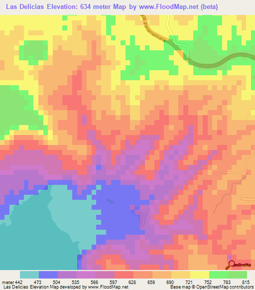 Las Delicias,El Salvador Elevation Map