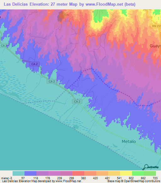 Las Delicias,El Salvador Elevation Map