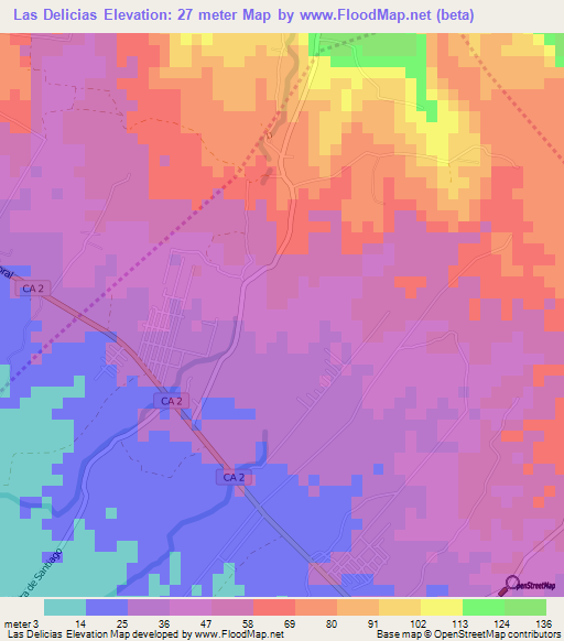 Las Delicias,El Salvador Elevation Map