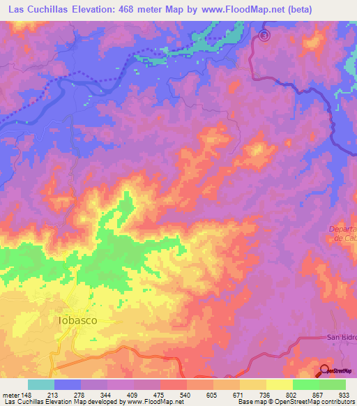 Las Cuchillas,El Salvador Elevation Map
