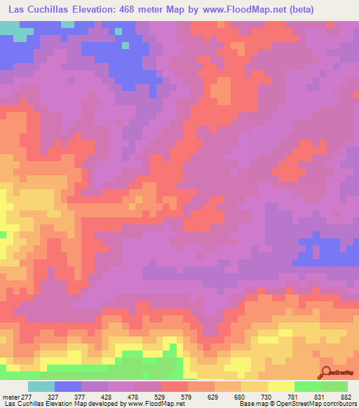 Las Cuchillas,El Salvador Elevation Map
