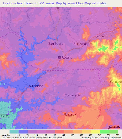 Las Conchas,El Salvador Elevation Map
