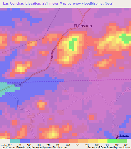 Las Conchas,El Salvador Elevation Map