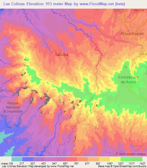 Las Colinas,El Salvador Elevation Map