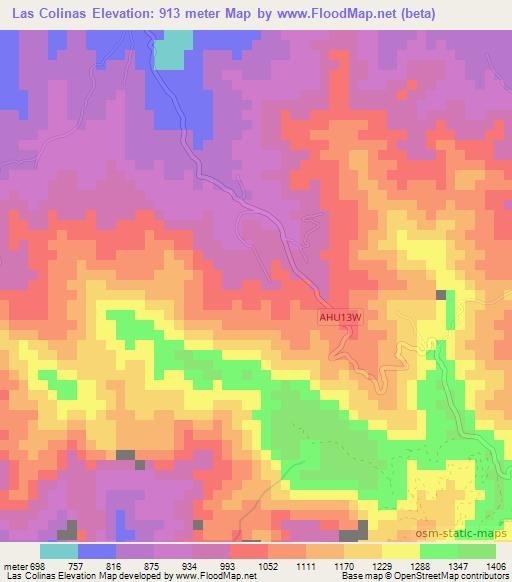 Las Colinas,El Salvador Elevation Map