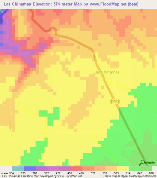 Las Chinamas,El Salvador Elevation Map