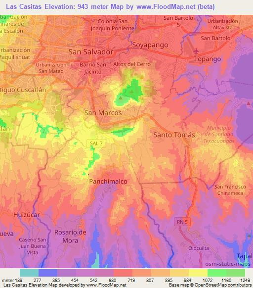 Las Casitas,El Salvador Elevation Map