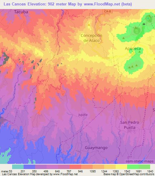 Las Canoas,El Salvador Elevation Map