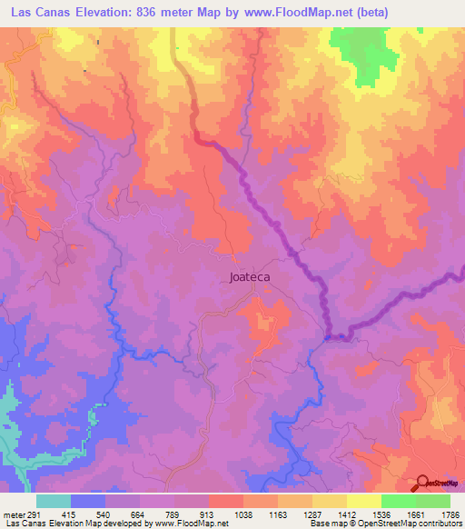 Las Canas,El Salvador Elevation Map
