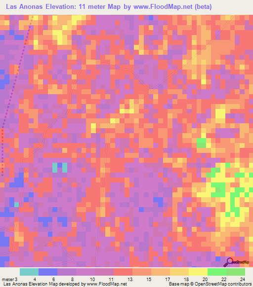 Las Anonas,El Salvador Elevation Map