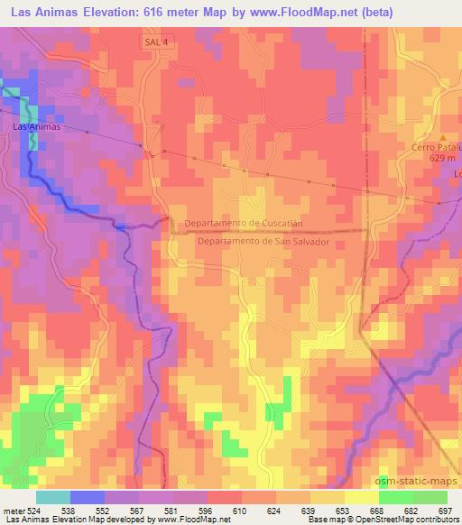 Las Animas,El Salvador Elevation Map