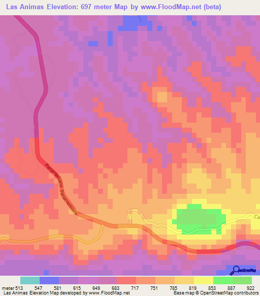 Las Animas,El Salvador Elevation Map