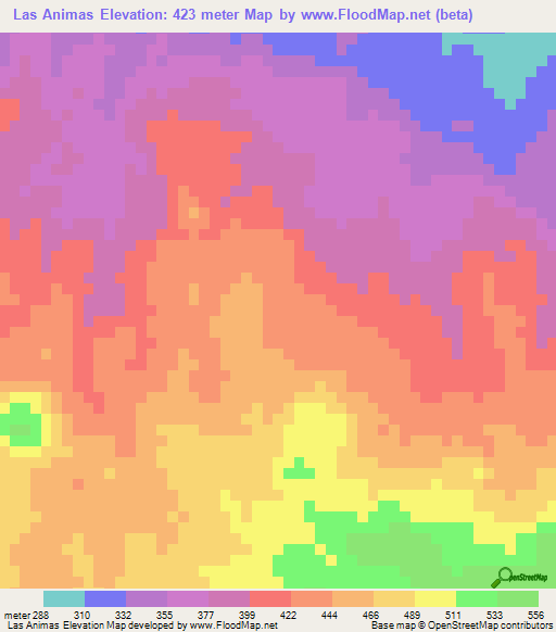 Las Animas,El Salvador Elevation Map