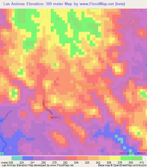 Las Animas,El Salvador Elevation Map