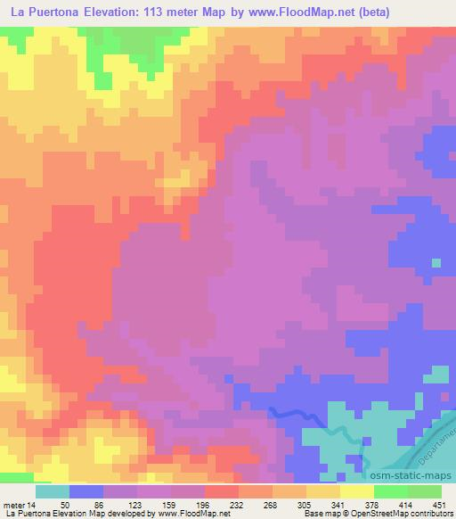 La Puertona,El Salvador Elevation Map