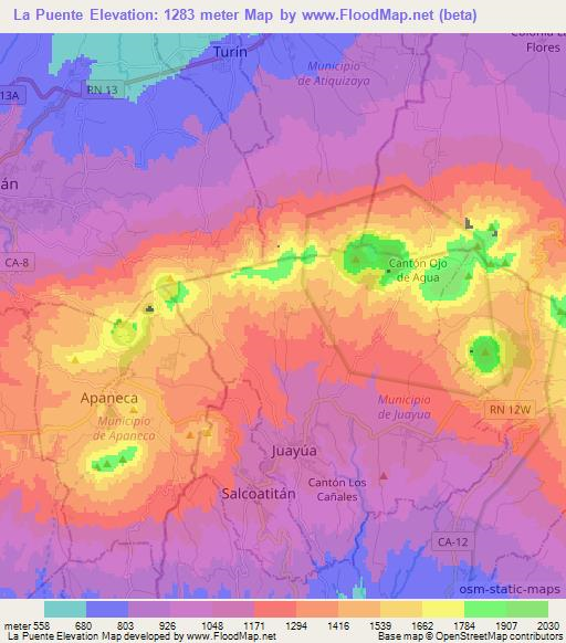 La Puente,El Salvador Elevation Map