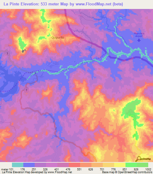 La Pinte,El Salvador Elevation Map