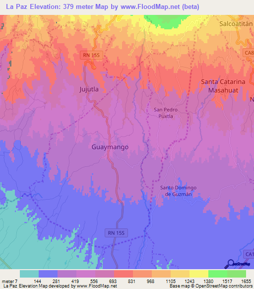 La Paz,El Salvador Elevation Map