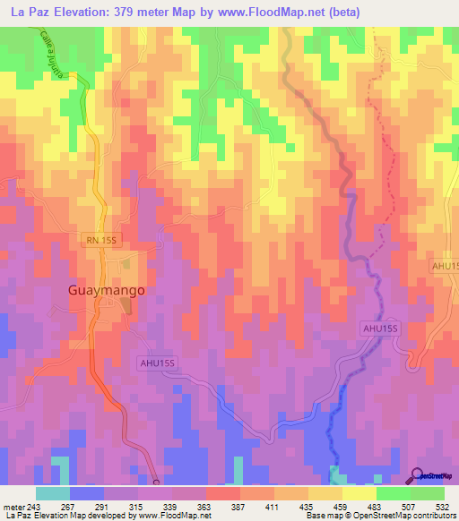 La Paz,El Salvador Elevation Map