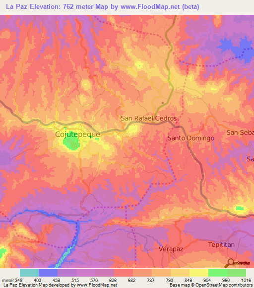 La Paz,El Salvador Elevation Map