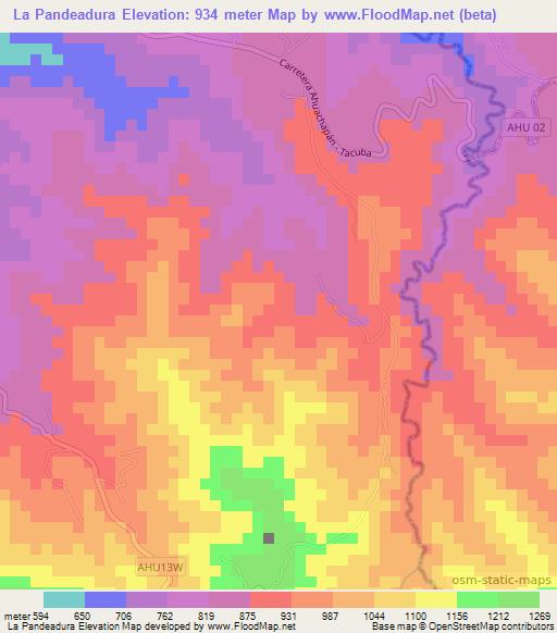 La Pandeadura,El Salvador Elevation Map