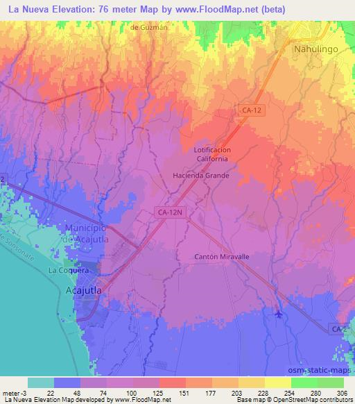 La Nueva,El Salvador Elevation Map