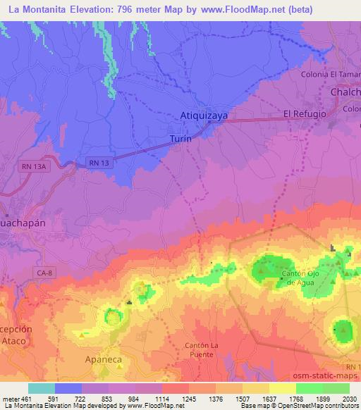 La Montanita,El Salvador Elevation Map