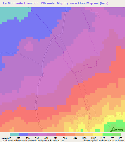 La Montanita,El Salvador Elevation Map