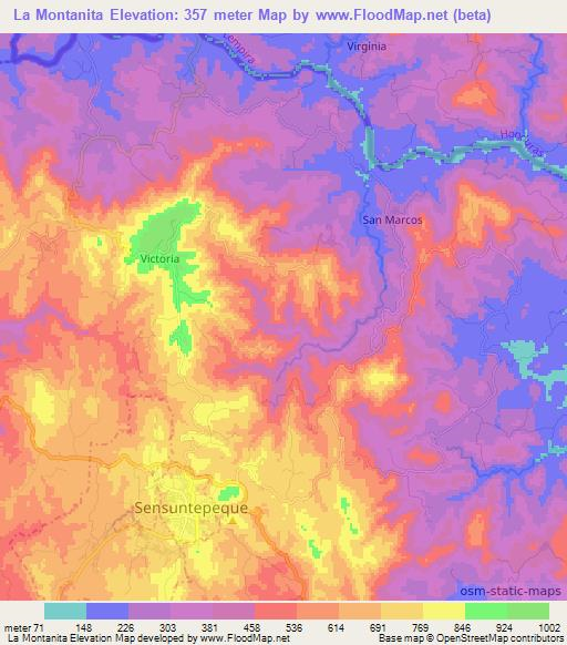 La Montanita,El Salvador Elevation Map