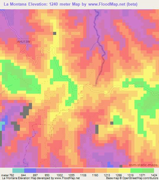 La Montana,El Salvador Elevation Map