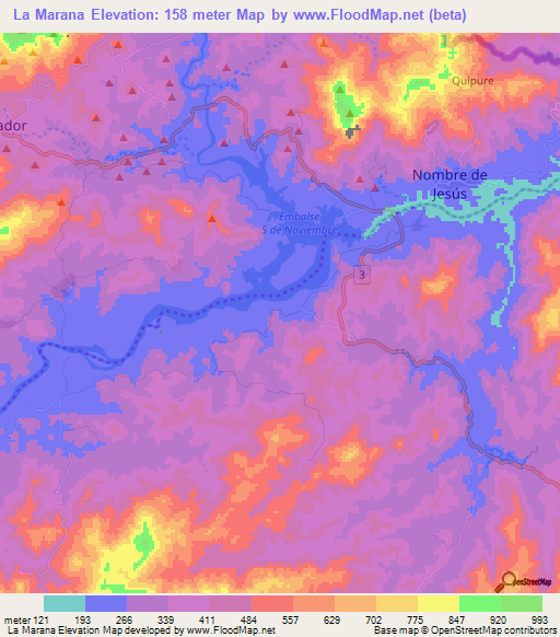 La Marana,El Salvador Elevation Map