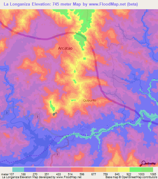 La Longaniza,El Salvador Elevation Map
