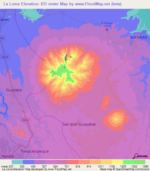 La Loma,El Salvador Elevation Map