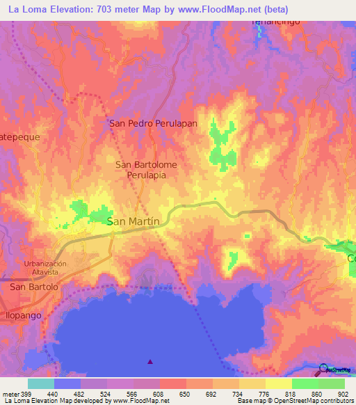 La Loma,El Salvador Elevation Map