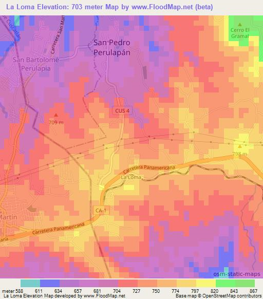 La Loma,El Salvador Elevation Map