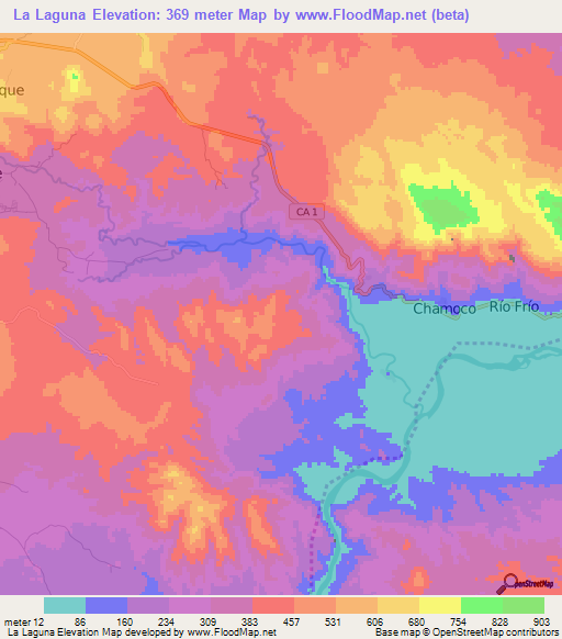 La Laguna,El Salvador Elevation Map