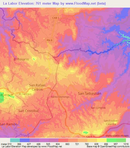 La Labor,El Salvador Elevation Map