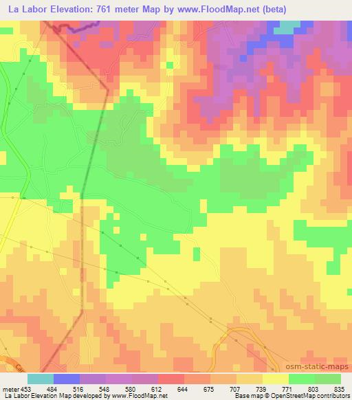 La Labor,El Salvador Elevation Map