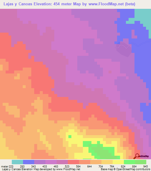 Lajas y Canoas,El Salvador Elevation Map