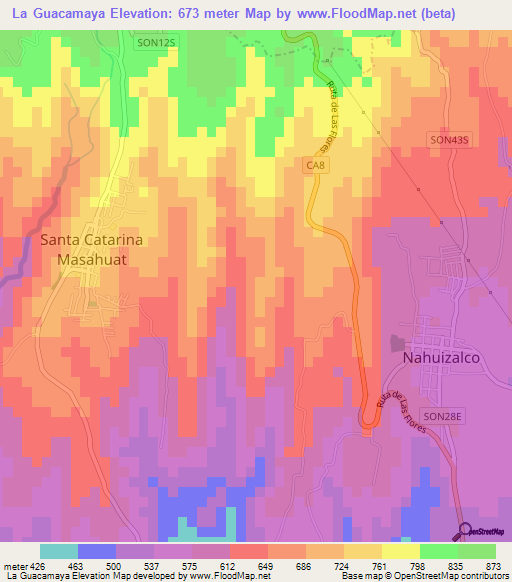 La Guacamaya,El Salvador Elevation Map
