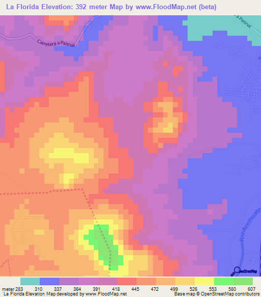 La Florida,El Salvador Elevation Map