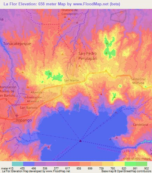 La Flor,El Salvador Elevation Map