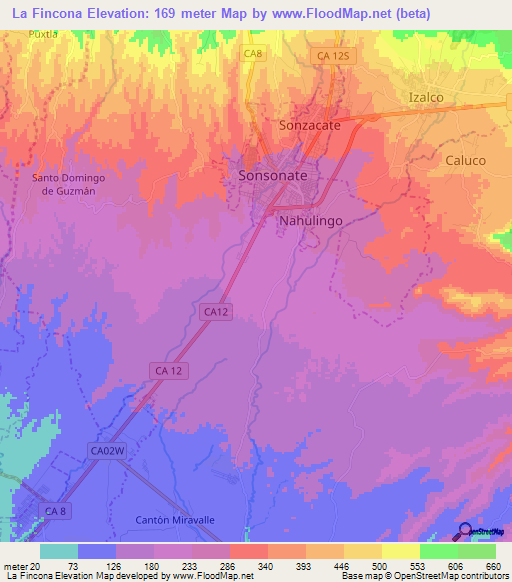 La Fincona,El Salvador Elevation Map