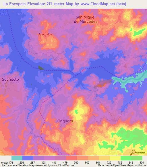 La Escopeta,El Salvador Elevation Map