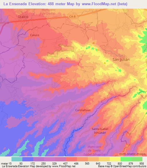 La Ensenada,El Salvador Elevation Map