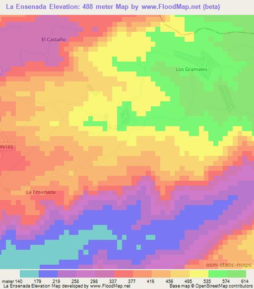 La Ensenada,El Salvador Elevation Map