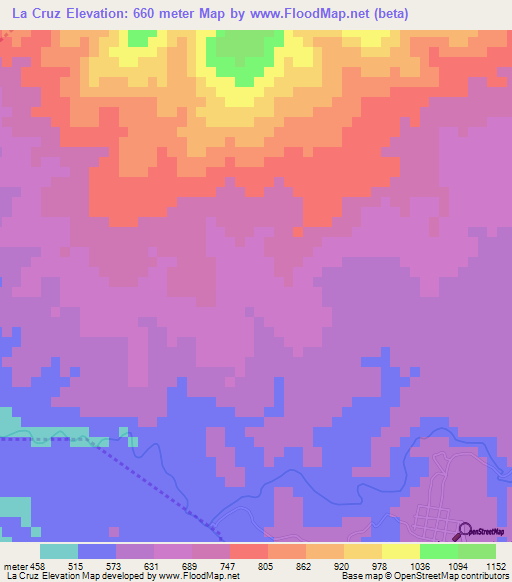 La Cruz,El Salvador Elevation Map