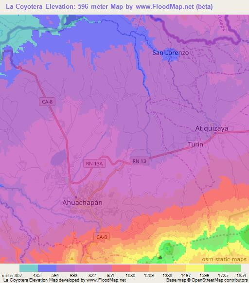 La Coyotera,El Salvador Elevation Map